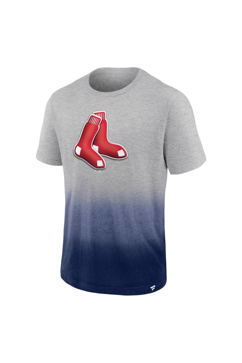 Men's Fanatics Branded Heathered Gray/Heathered Navy Boston Red Sox Iconic Team Ombre Dip-Dye T-Shirt, Alternate, color, Heather Gray