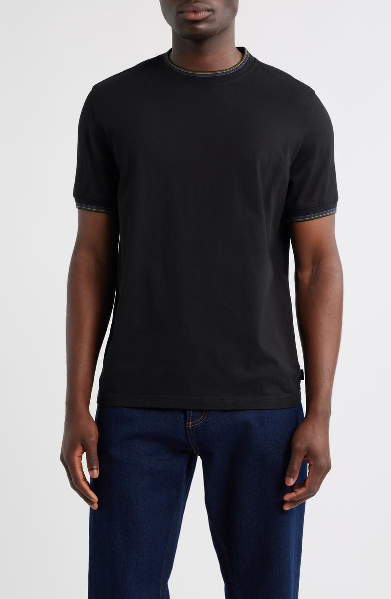 PS Paul Smith Sport Stripe Tipped Cotton T-Shirt, Main, color, Black