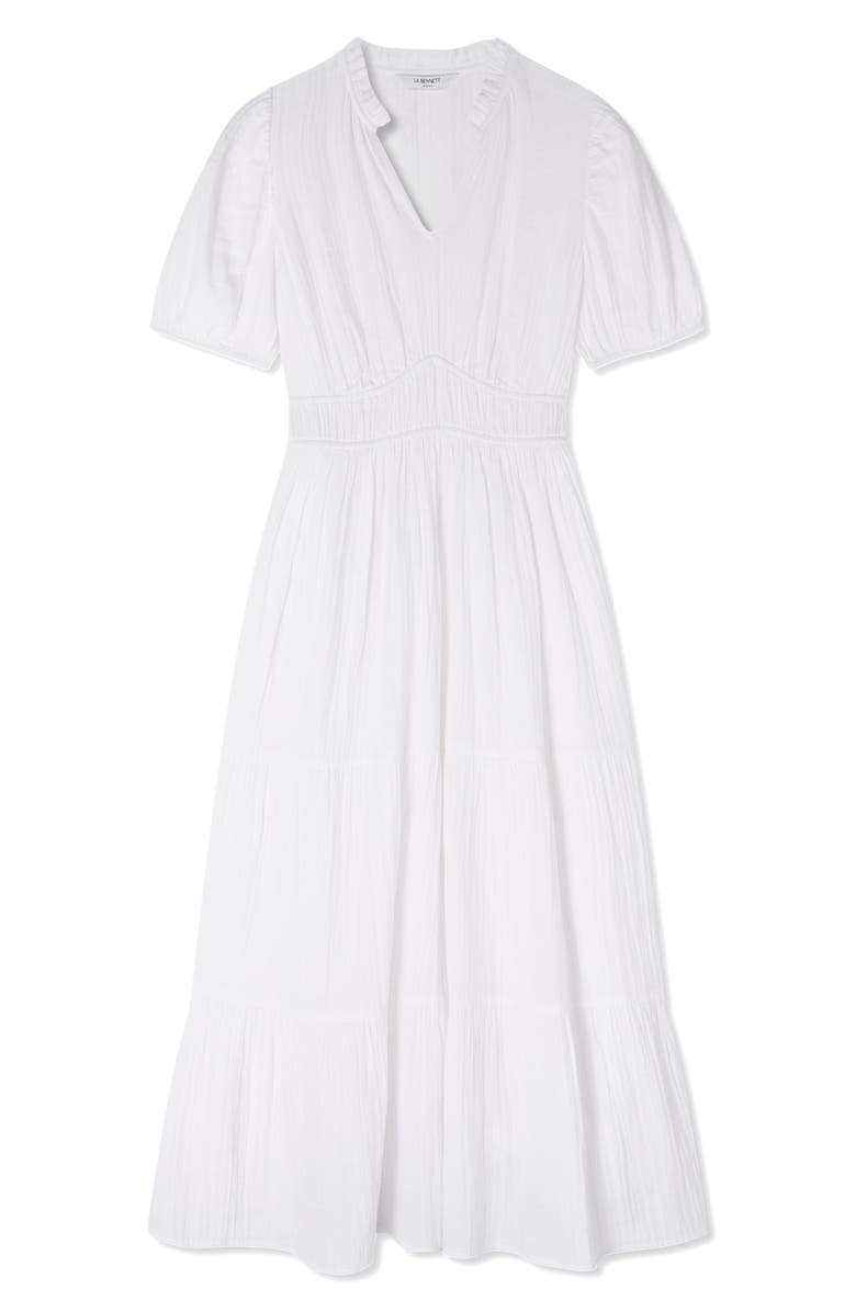 LK Bennett Felicity Short Sleeve Gathered Waist Cotton Dress, Alternate, color, White