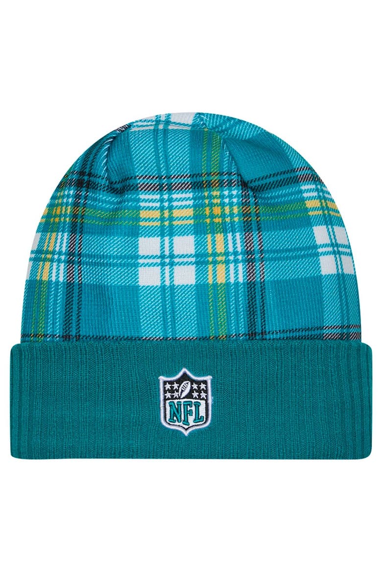 Men's New Era  Teal Jacksonville Jaguars Sideline Statement Cuffed Knit Hat, Alternate, color, Teal