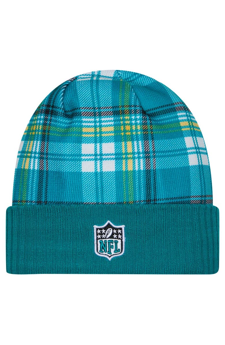 New Era Men's New Era  Teal Jacksonville Jaguars Sideline Statement Cuffed Knit Hat, Alternate, color, Teal