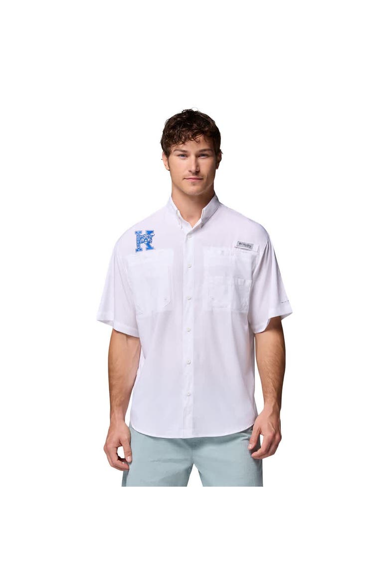 Men's Columbia White Kentucky Wildcats Tamiami Omni-Shade Button-Down Shirt, Main, color, White