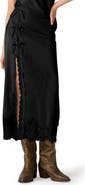 Steve Madden Lissandra Lace Trim Satin Maxi Skirt