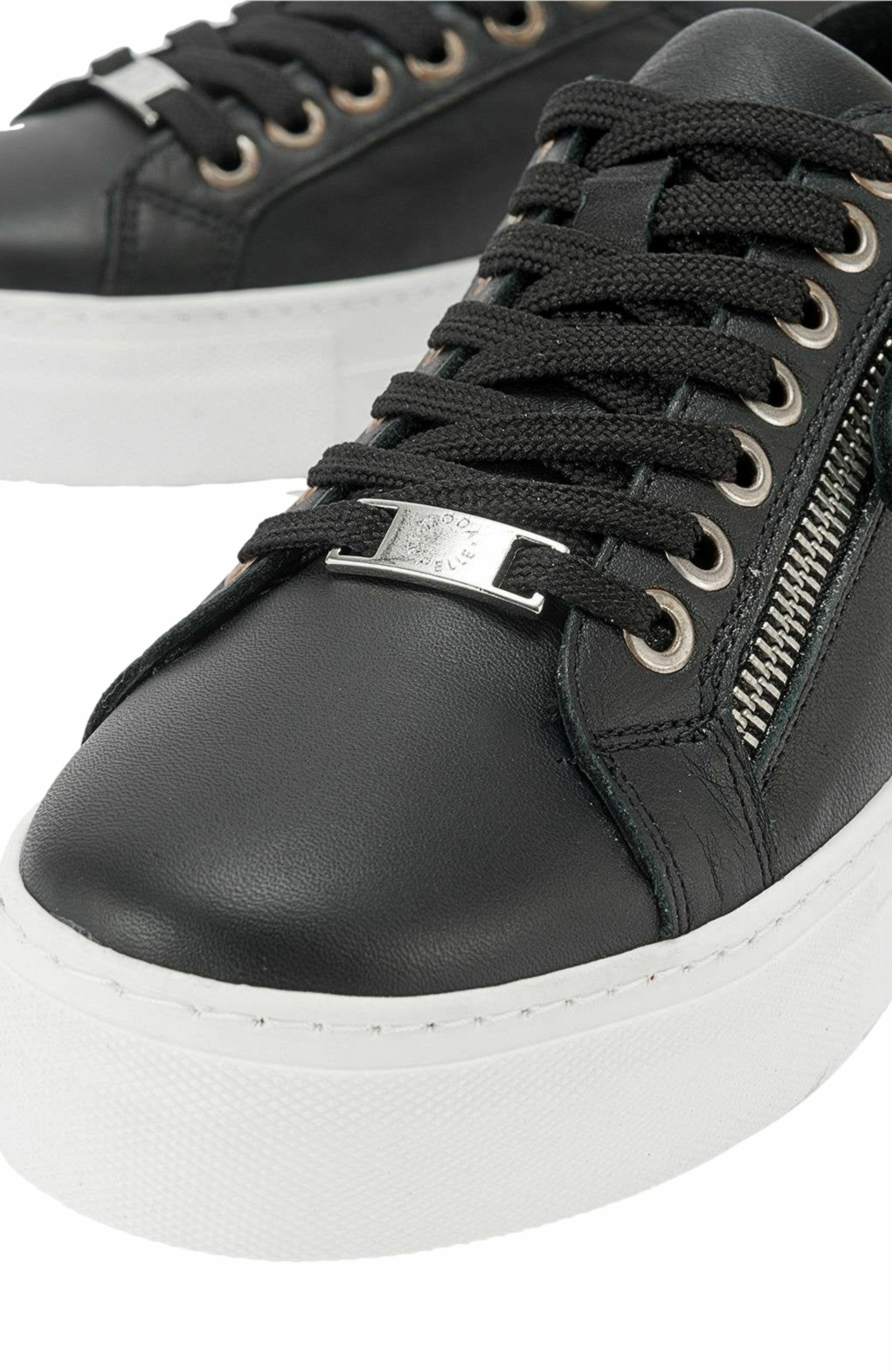 Forever 
Always Shoes Beryl Leather Zip Sneaker, Alternate, color, Black Leather