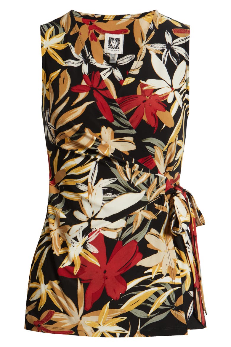 Sleeveless Print Wrap Top, Alternate, color, ANNE BLACK MULTI