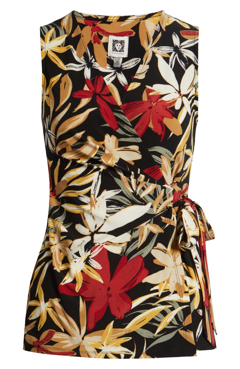 Anne Klein Sleeveless Print Wrap Top, Alternate, color, 