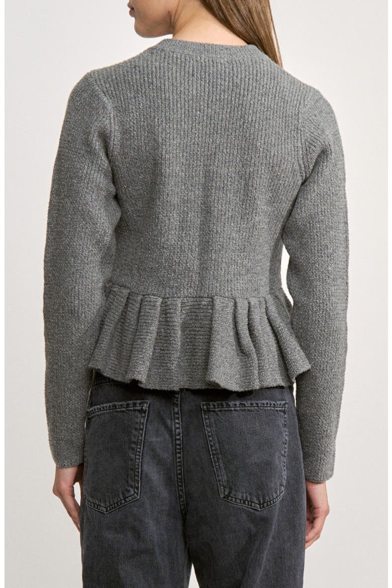 Annie Peplum Cardigan, Alternate, color, HEATHER GRAY