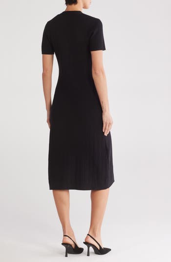 Zoe And Claire Buttoned Sweater Dress In Black