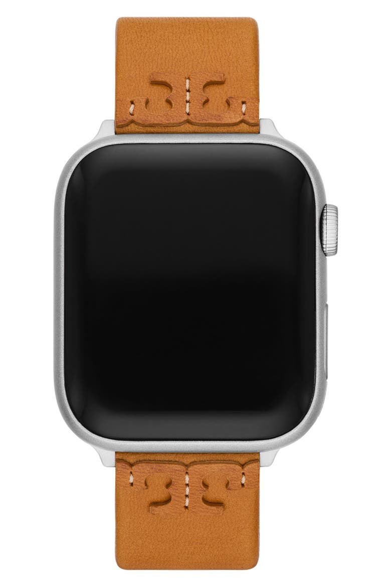 The McGraw Leather 20mm Apple Watch® Watchband, Alternate, color, BROWN