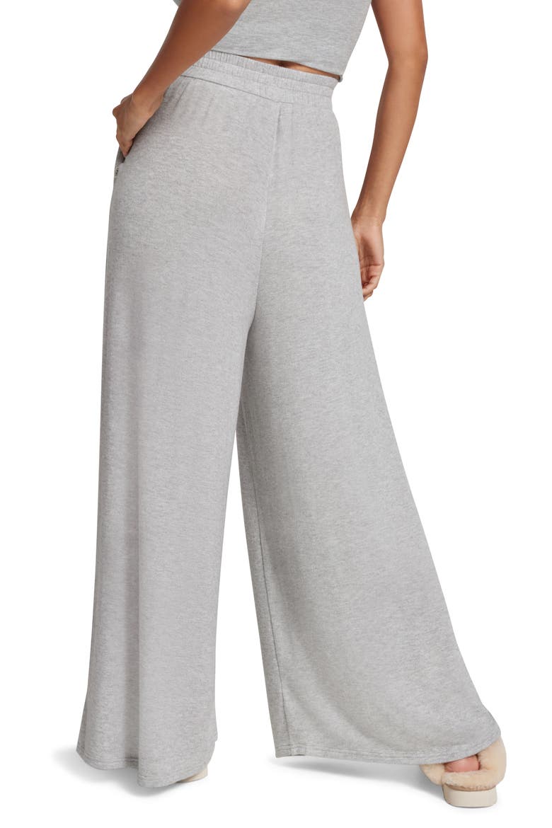 Holsey Peached Knit Wide Leg Lounge Pants, Alternate, color, GREY HEATHER