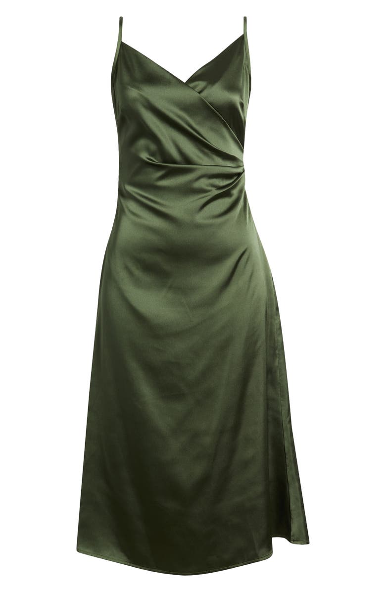 Lulus Pleated Satin A-Line Midi Cocktail Dress, Alternate, color, 