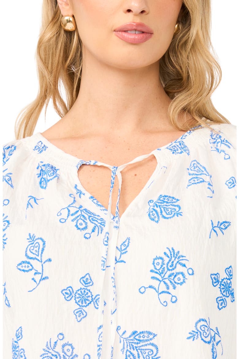 Tie Neck Peasant Top, Alternate, color, ULTRA WHITE