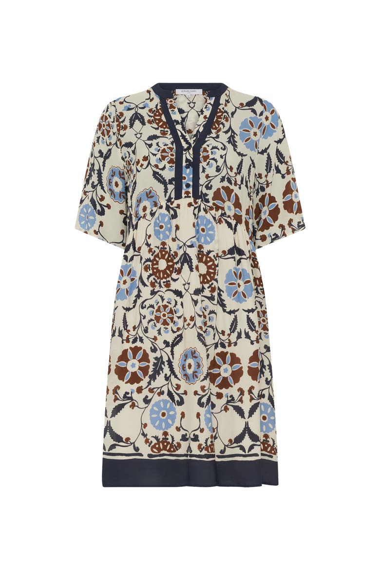 Romaine Printed Tunic Dress, Alternate, color, Ecru