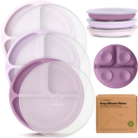 3-Pack Prep Silicone Suction Plates with Lids