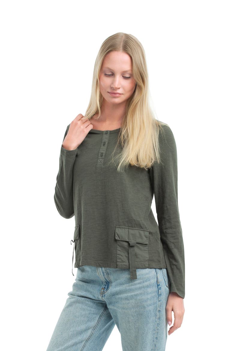 U-Neck Button Placket Tee, Alternate, color, Kambaba