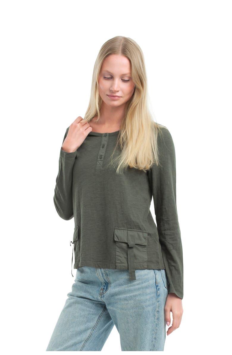 WILT Clothing U-Neck Button Placket Tee, Alternate, color, Kambaba