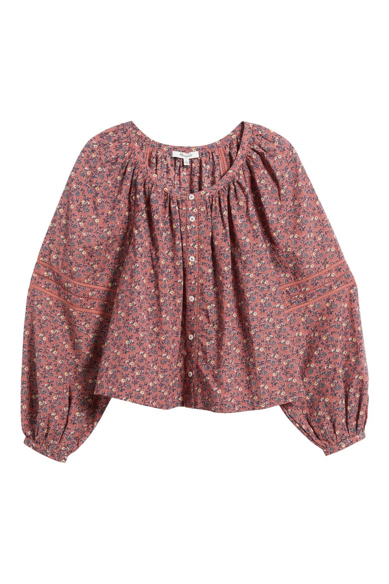 Puff-Sleeve A-Line Top, Alternate, color, SMOKY ROSE