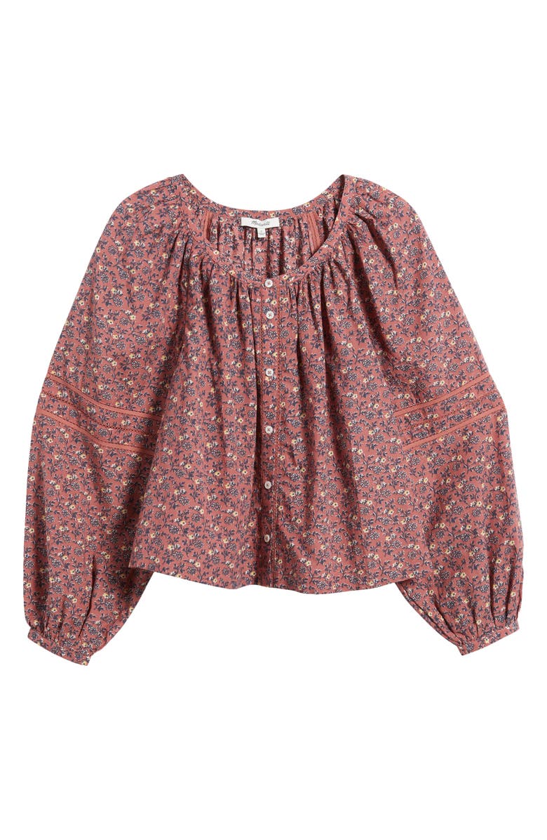 Madewell Puff-Sleeve A-Line Top, Alternate, color, Smoky Rose