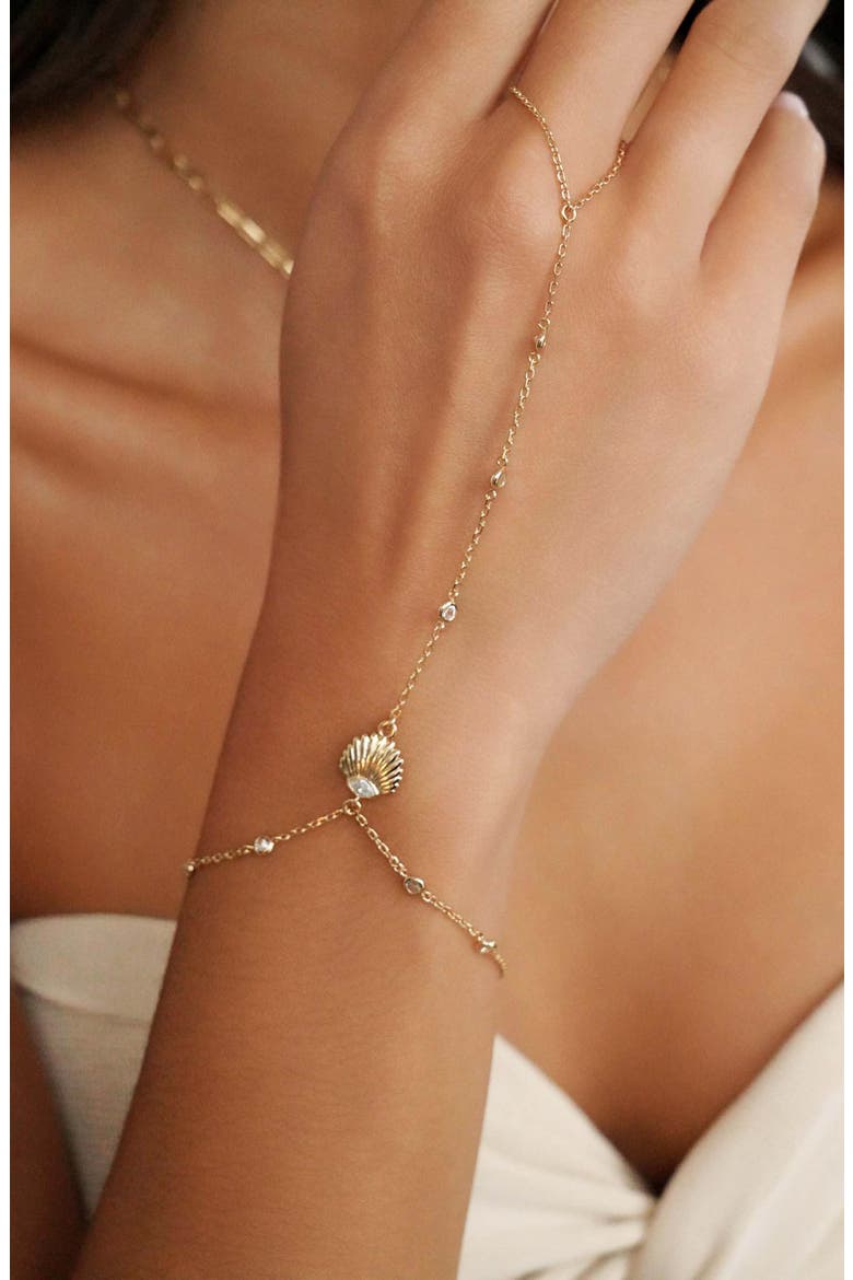 Santorini Shell Hand Chain, Alternate, color, GOLD