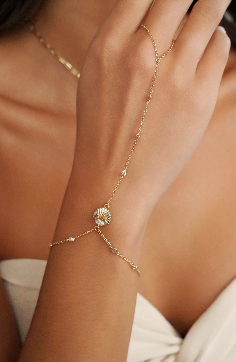 Ettika Santorini Shell Hand Chain, Alternate, color, Gold