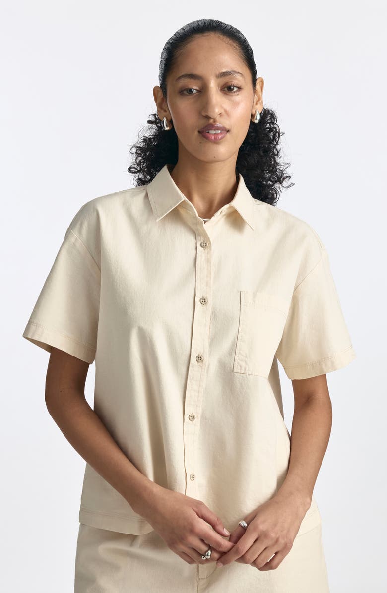 Brooklyn Industries Cotton & Hemp Button-Up Shirt, Alternate, color, Sandshell