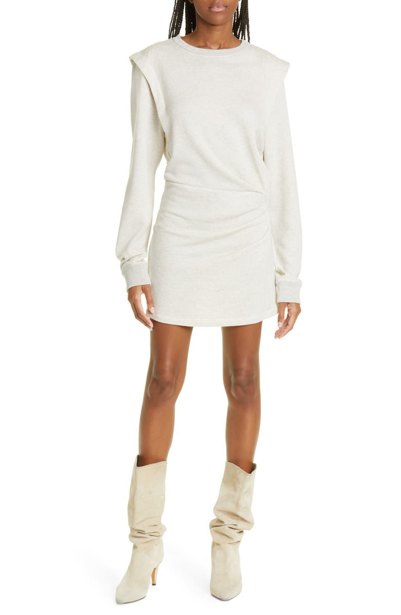 Isabel Marant Étoile Michaela Ruched Long Sleeve Sweater Dress, Main, color, Ecru