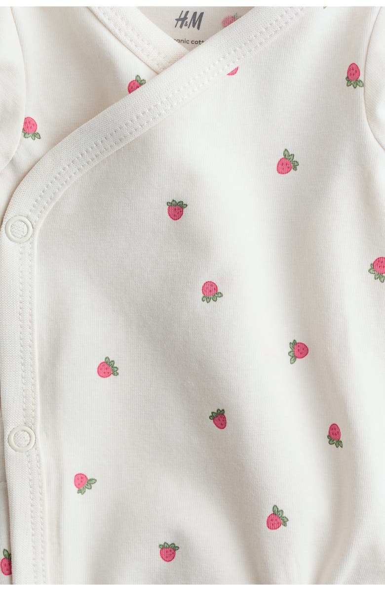 H&M 5-pack wrapover bodysuits, Alternate, color, Cream/Strawberries