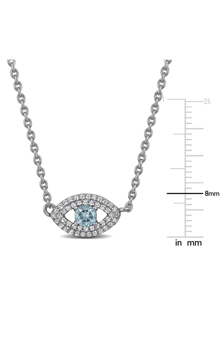 DELMAR Blue Topaz & Lab Created White Sapphire Evil Eye Pendant Necklace, Alternate, color, Blue