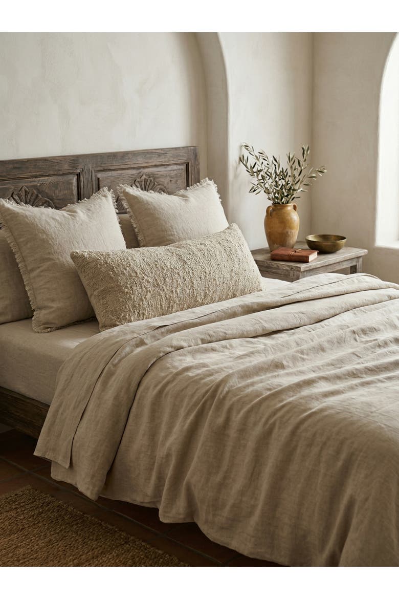 Cozy Cotton Boucle Body Pillow with Down Insert, Alternate, color, Beige