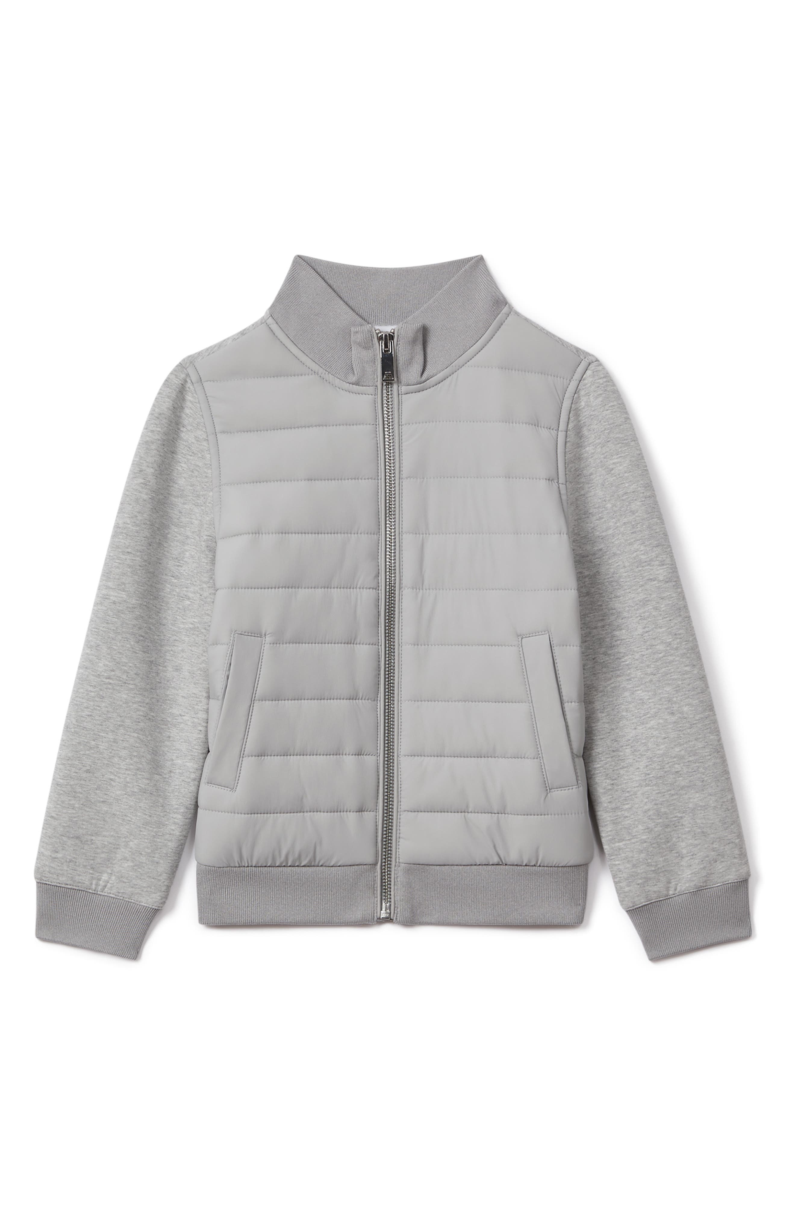 Reiss Kids' Flintoff Sr. Mixed Media Quilted Bomber Jacket