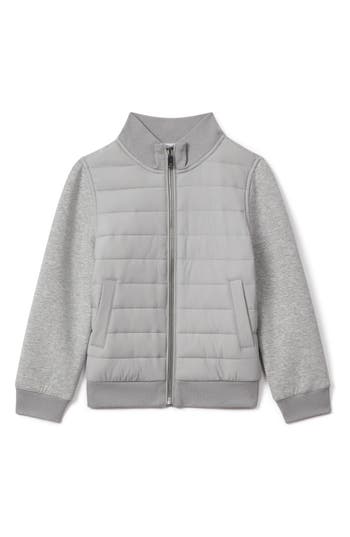 Reiss Kids' Flintoff Sr. Mixed Media Quilted Bomber Jacket In Gray