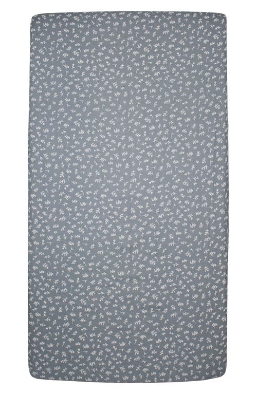 L'Ovedbaby Branch Print Fitted Organic Cotton Crib Sheet in Twilight Leaves  product