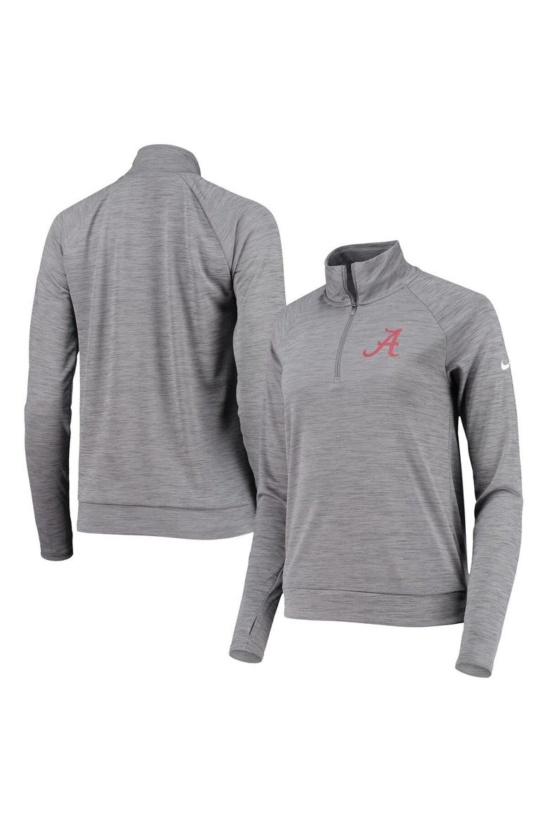 Women's Nike Heathered Gray Alabama Crimson Tide Pacer Raglan Performance Quarter-Zip Jacket, Alternate, color, Heather Gray