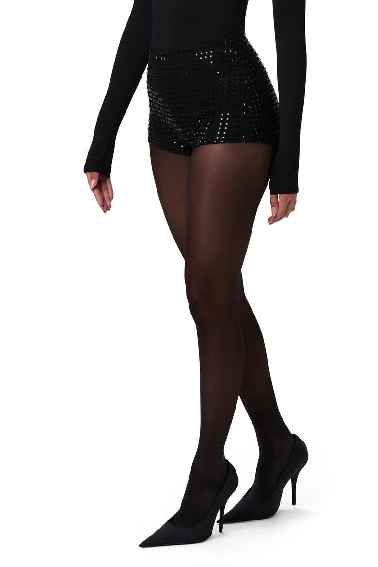 Crystal Studded Shorts, Alternate, color, BLACK