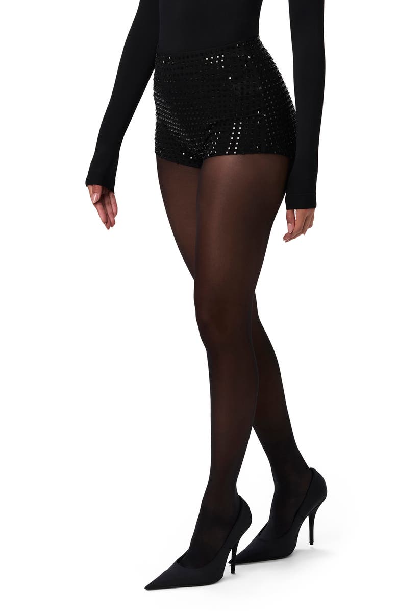 Naked Wardrobe Crystal Studded Shorts, Alternate, color, Black