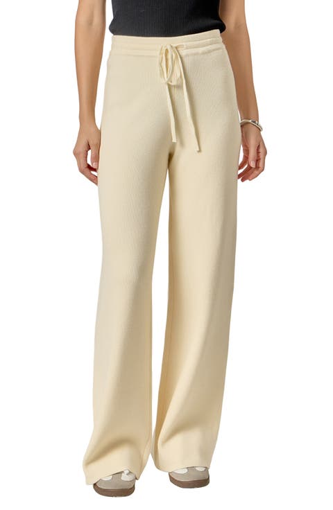 Rib Drawstring Waist Knit Pants