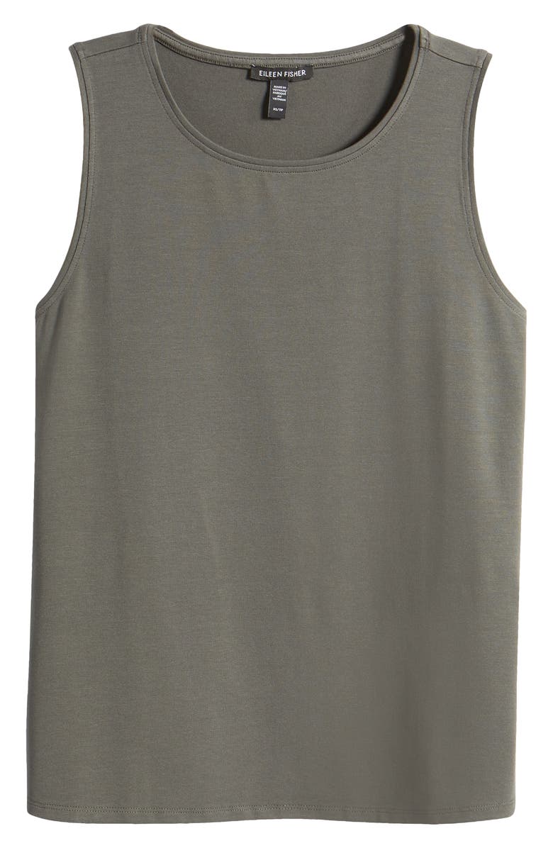 Eileen Fisher Crewneck Jersey Tank, Alternate, color, Grove