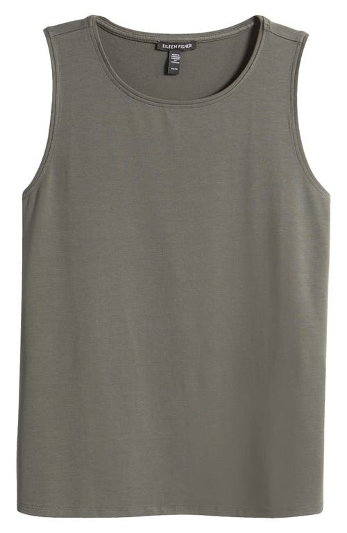 Eileen Fisher Crewneck Jersey Tank In Grove