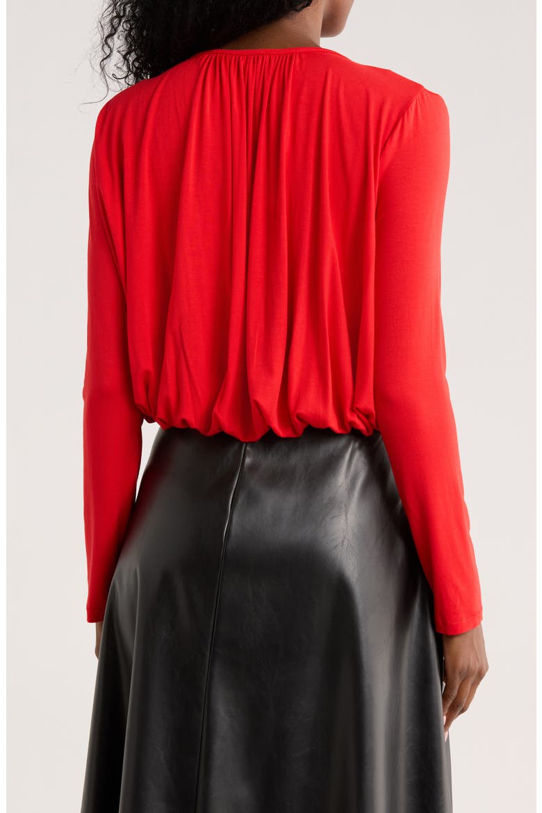 Ruched Neck Top, Alternate, color, RED