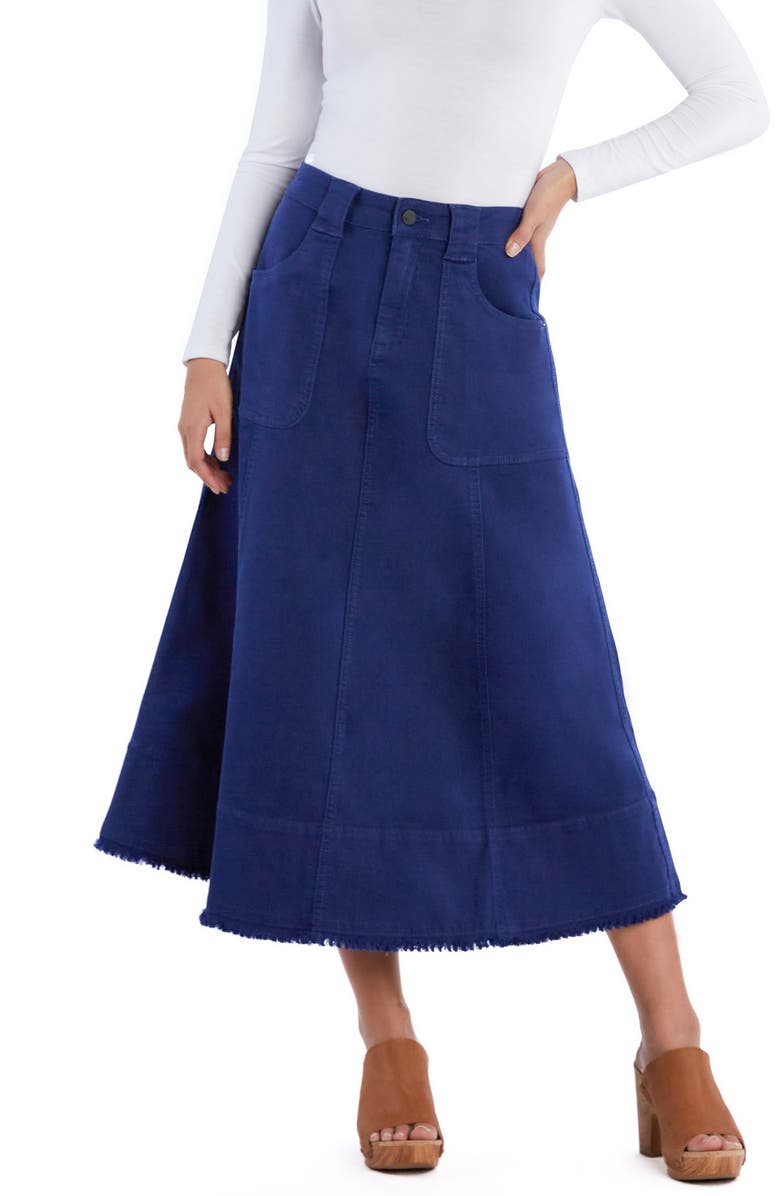 Wash Lab Denim Patch Pocket Denim Midi Skirt, Alternate, color, Blue Stone