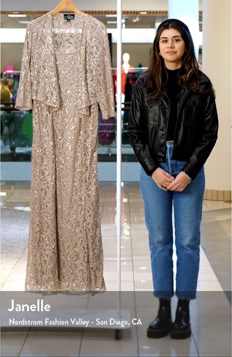 Two-Piece Sequin Lace Gown & Jacket, sales video thumbnail