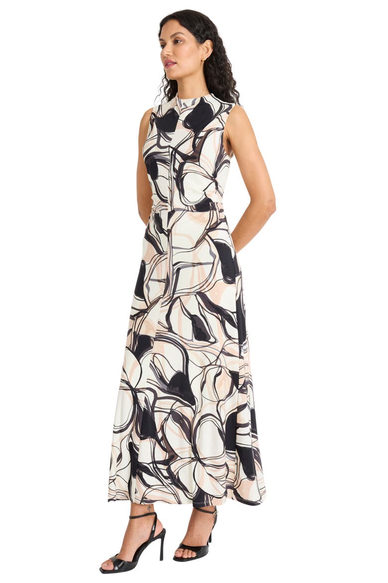 Funnel Neck Sleeveless Maxi Dress, Alternate, color, IVORY/ MOCHA