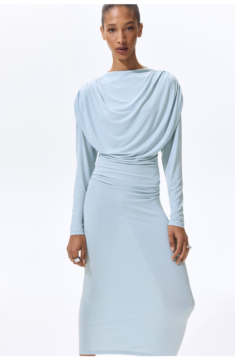 H&M Draped Jersey Dress, Alternate, color, Light Dusty Blue