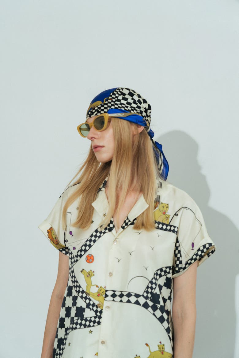 "Journey" Silk Scarf by SHANTALL LACAYO, Alternate, color, Electric Blue