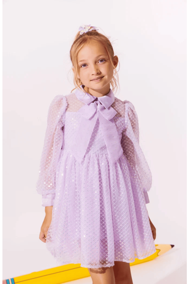 Sequin Party Bow Dress, Alternate, color, Lavender