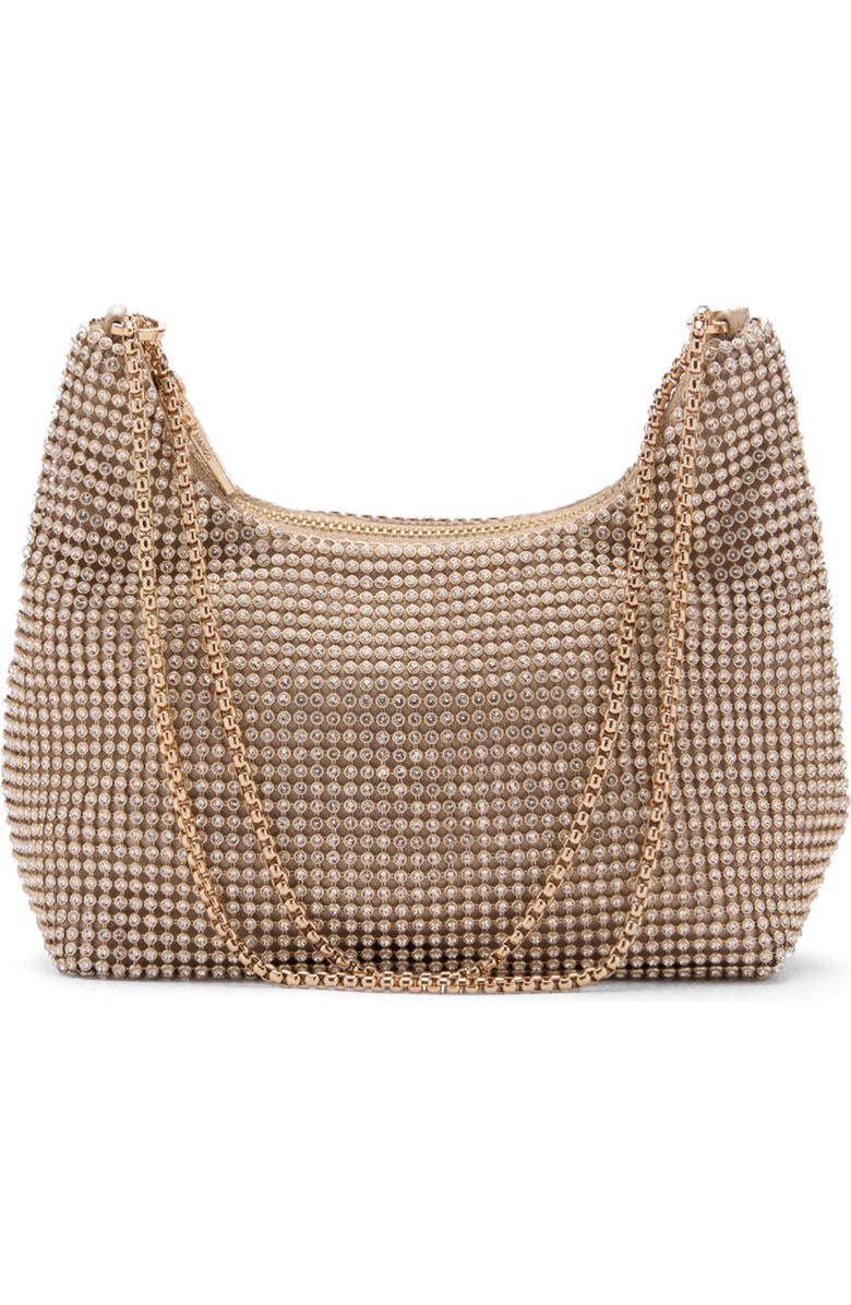 MANGO Chain Strap Crystal Shoulder Bag, Main, color, Gold