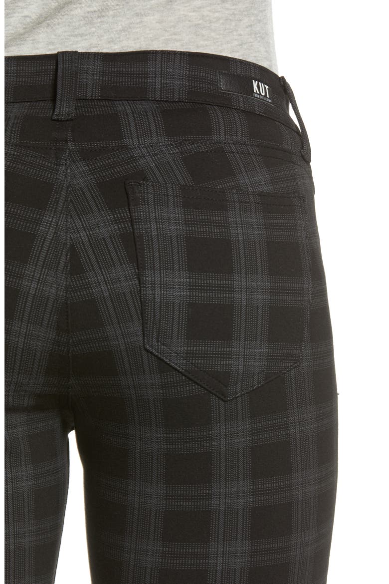 Plaid Skinny Ponte Pants, Alternate, color, BLACK/ GREY