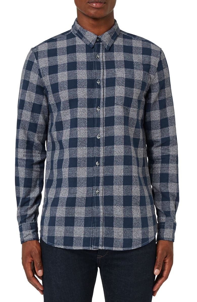 Topman Buffalo Check Flannel Shirt, Main, color,