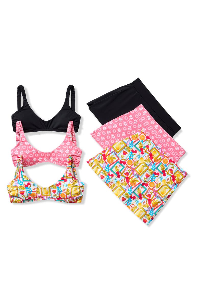 Swimsuits for All Scoop Neck Shirred Bikini Top, Alternate, color, Black