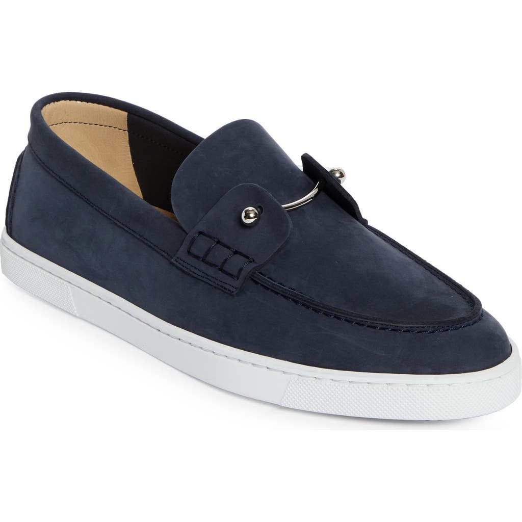 Christian Louboutin Chambeliboat Donna Nubuck Boat Shoes In Marine